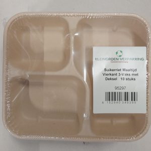 3 Compartment Box With Lid (10 Pieces) Non Plastic